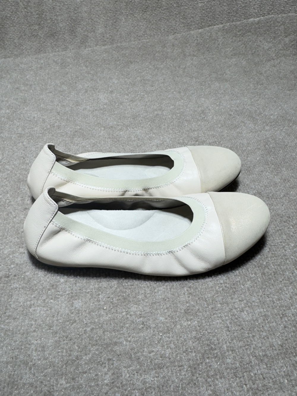David Tate ballet Flats Classic Round Cap Toe shimmer metallic Bone  8WW Preppy